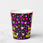 3回目の誕生日:愛するハートパターン、虹3 紙コップ (右)