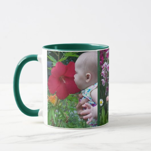 3大きな写真グリーン背景簡単アップロードギフト マグカップ (左)