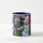 3大きな写真ブルー背景簡単アップロードギフト マグカップ (中央)