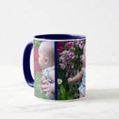 3大きな写真ブルー背景簡単アップロードギフト マグカップ (正面左)