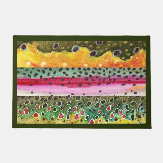 3大きな美しいマスのフライ釣り歓迎 ドアマット (正面)