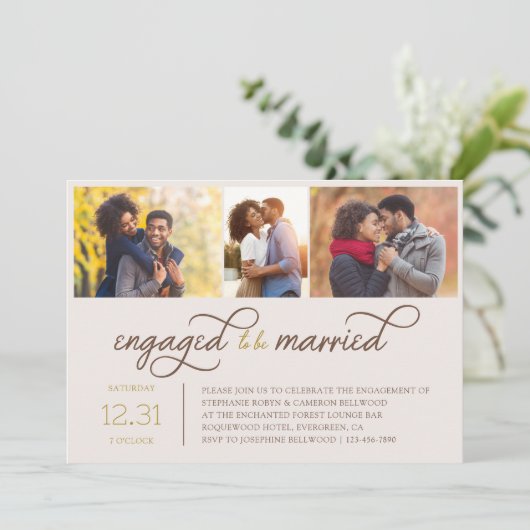 3婚約した枚の結婚した婚約パーティ 招待状 (スタンド正面)