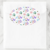 3子猫編み物! 楕円形シール (バッグ)