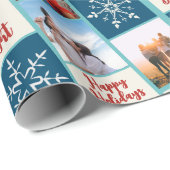 3家族の写真コラージスクリプトハッピーホリデー2025 ラッピングペーパー (ロールコーナー)