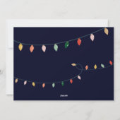 3家族の写真ダークブルーハッピーホリデーズライト シーズンカード (裏面)