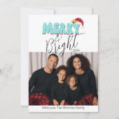 3家族の写真レトロメリーと明るいクリスマス シーズンカード (正面)