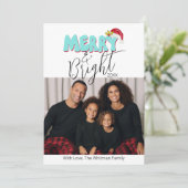 3家族の写真レトロメリーと明るいクリスマス シーズンカード (スタンド正面)