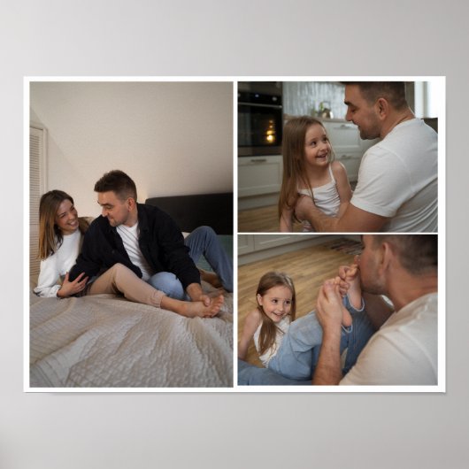 3家族パーソナライズされた写真コラージュ ポスター (正面)