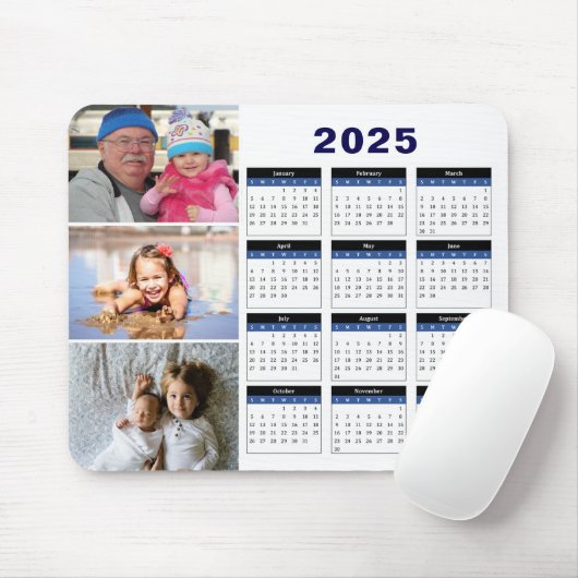 3家族パーソナライズされた写真2025カレンダーマウスパッド マウスパッド (マウス)