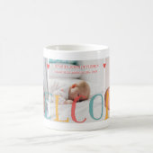 3家族フォトコラージュへようこそ生まれたばかりのベビー コーヒーマグカップ (中央)