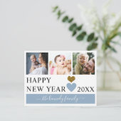 3家族モダン写真コラージュが2022年おめでとう シーズンポストカード (スタンド正面)