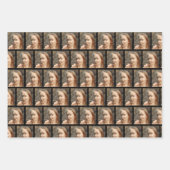 3家族モダン写真コラージュ模様クリスマス ラッピングペーパーシート (正面2)