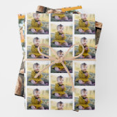 3家族モダン写真コラージュ模様クリスマス ラッピングペーパーシート (インサイチュ)