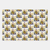 3家族モダン写真コラージュ模様クリスマス ラッピングペーパーシート (正面)