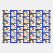 3家族モダン写真コラージュ模様クリスマス ラッピングペーパーシート (正面3)