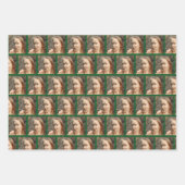 3家族モダン写真コラージュ模様クリスマス ラッピングペーパーシート (正面2)