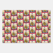 3家族モダン写真コラージュ模様クリスマス ラッピングペーパーシート (正面)