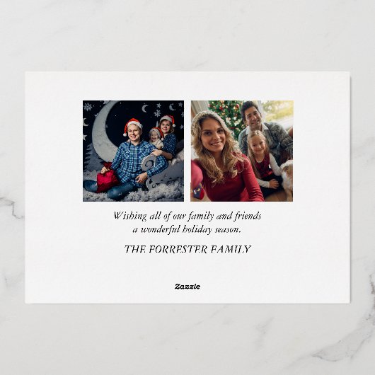 3家族写真水彩ポインセチア花 箔シーズンカード (裏面)