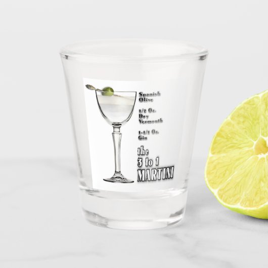 3対1（ウェット）マティーニカクテルレシピアート ショットグラス (正面)