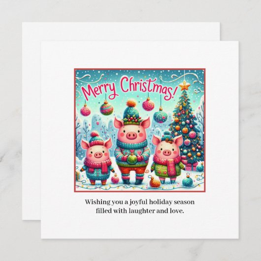 3小さなクリスマス豚 シーズンカード (正面/裏面)