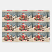 3小男の子の名前を追加サンタクロースのクリスマス ラッピングペーパーシート (正面3)