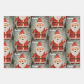 3小男の子の名前を追加サンタクロースのクリスマス ラッピングペーパーシート (正面2)