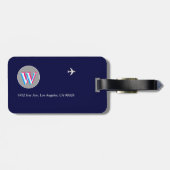 3層イニシャルW （編集可能） Blue Aero ラゲッジタグ (裏面横)