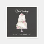 3層エレガントケーキ結婚ベーカリー・モノグラム スタンダードカクテルナプキン (正面)