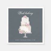 3層エレガントケーキ結婚ベーカリー・モノグラム スタンダードカクテルナプキン (正面)