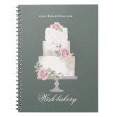 3層エレガントケーキ結婚モノグラムベーカリー ノートブック (正面)