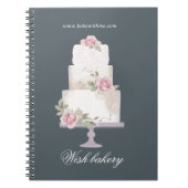 3層エレガントケーキ結婚モノグラムベーカリー ノートブック (正面)