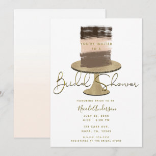 3層ケーキモダンエレガント素朴ブライダルシャワー 招待状