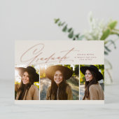 3年写真シンプルバラ金ゴールド卒業 箔招待状 (立ち正面)