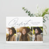 3年写真シンプル海軍モダン卒業 招待状 (スタンド正面)