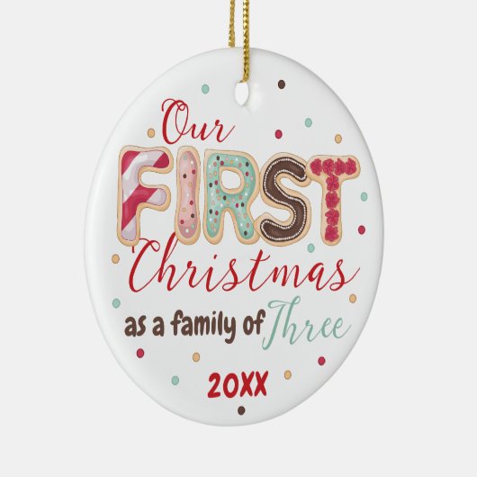 3年初めてのクリスマスベビー初の私たちの家族 セラミックオーナメント (右)