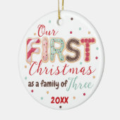 3年初めてのクリスマスベビー初の私たちの家族 セラミックオーナメント (左)