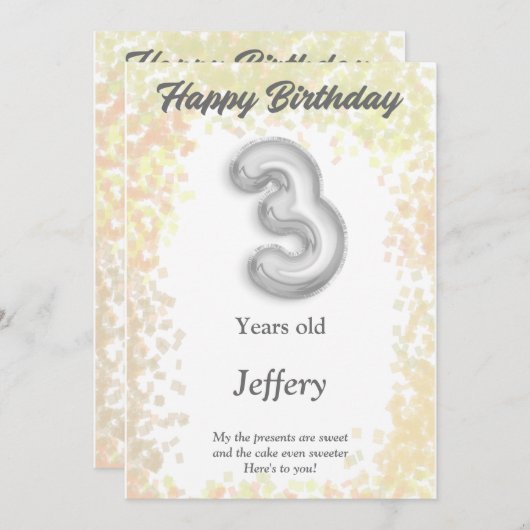 3年前のハッピーバースデーカード (正面/裏面)