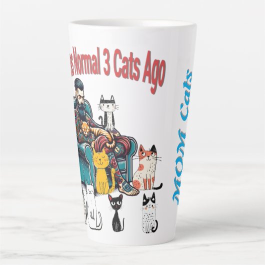 3年前は普通の猫だったおもしろい- Cat Mug カフェラテマグ (正面)