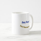 3年名前をカスタムするオウムアニバーサリーセレニティ コーヒーマグカップ (正面右)