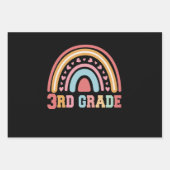 3年生かわいいレインボー新学期学生ギフト ラッピングペーパーシート (正面)