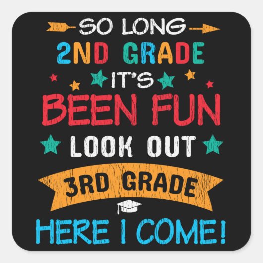 3年生ここで見る私は来新学期子供 スクエアシール (正面)