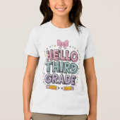 3年生こんにちは!おもしろい新学期 トライブレンドTシャツ (正面)