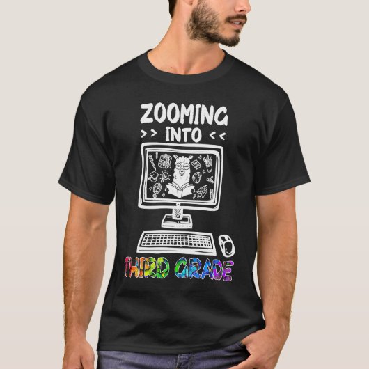 3年生になるぞ!2020年 バックトゥスクール かわいいラマ Tシャツ (正面)