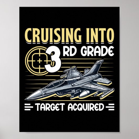 3年生に進級!ジェット戦闘機のイラストで1st Day Back To School を祝おう ポスター (正面)