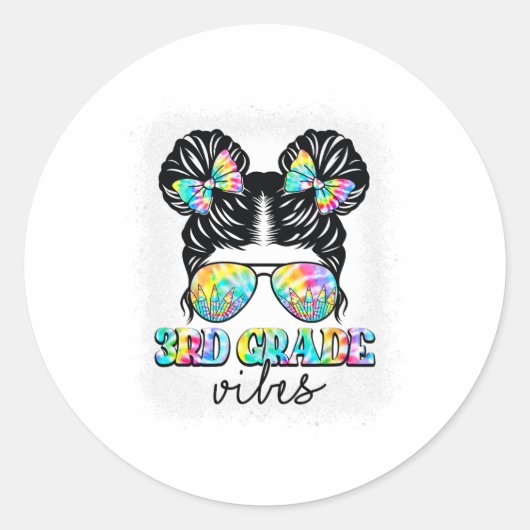 3年生のバイブメッシーヘアバンガールCk学校Fへ ラウンドシール (正面)