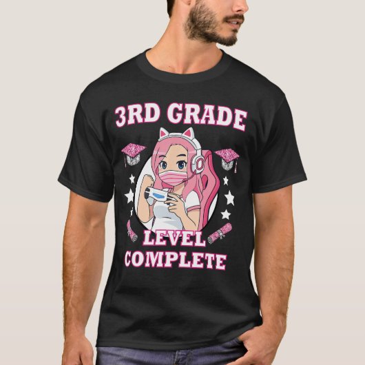 3年生の修了を祝うおもしろゲーミング卒業A Tシャツ (正面)