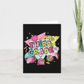 3年生の先生と生徒が学校に帰る ハッピー カード (正面)