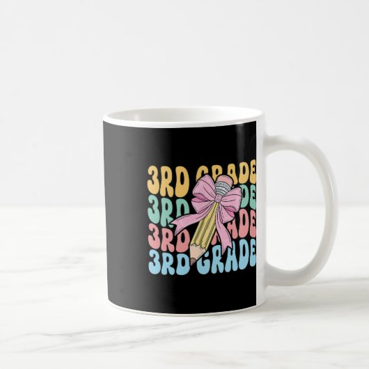3年生の先生のかわいい鉛筆の弓のリボン コーヒーマグカップ (右)