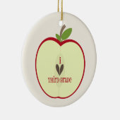 3年生の先生のオーナメント-半分赤いApple セラミックオーナメント (右)