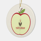 3年生の先生のオーナメント-半分赤いApple セラミックオーナメント (左)